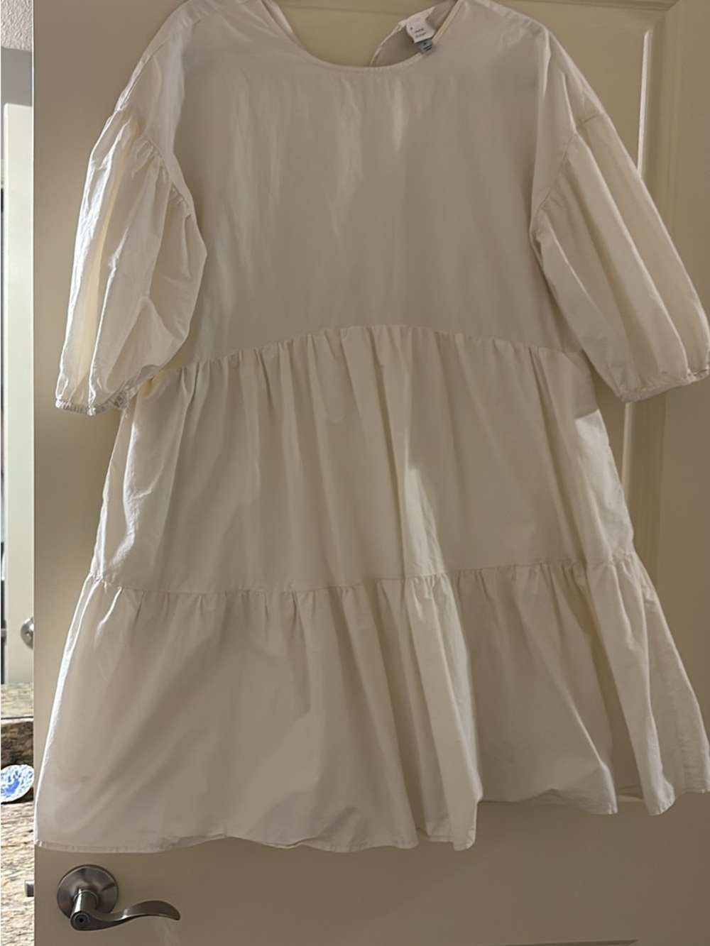 Target Cream Tiered Puff-Sleeve Dress